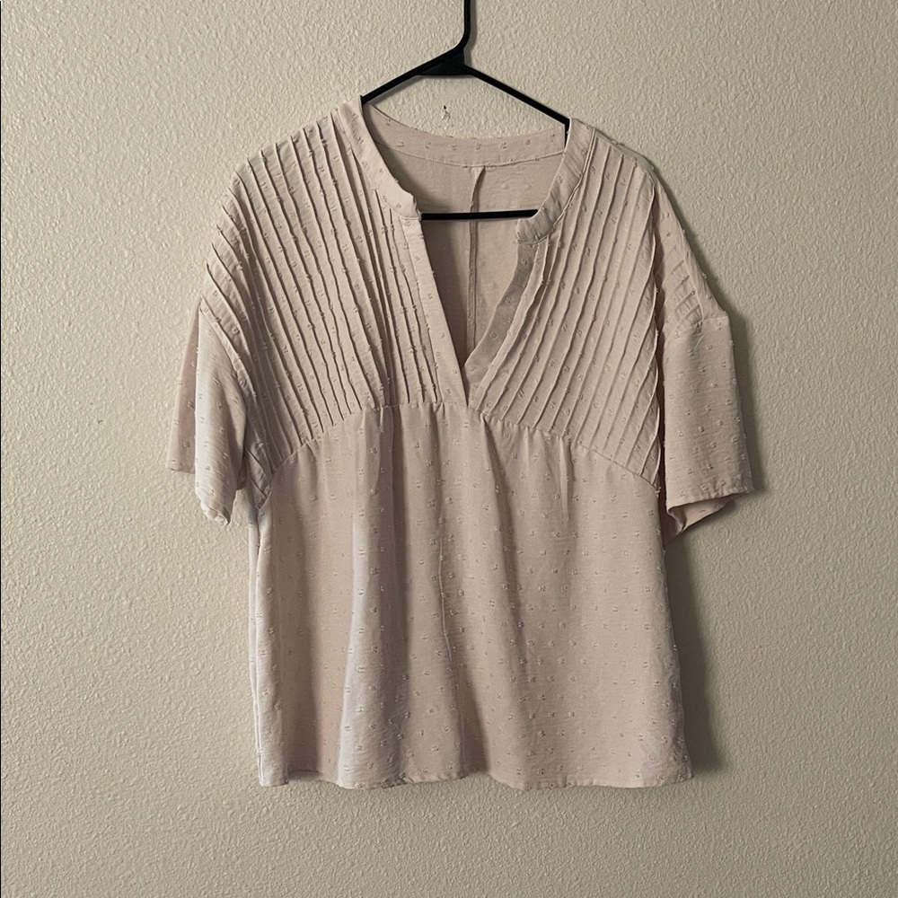 SHEIN Cream Pleated Blouse